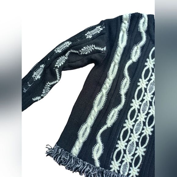 NWT Desigual Jers Brixton Wool Blend Knitted Heart Pullover Sweater Black White - Picture 7 of 15